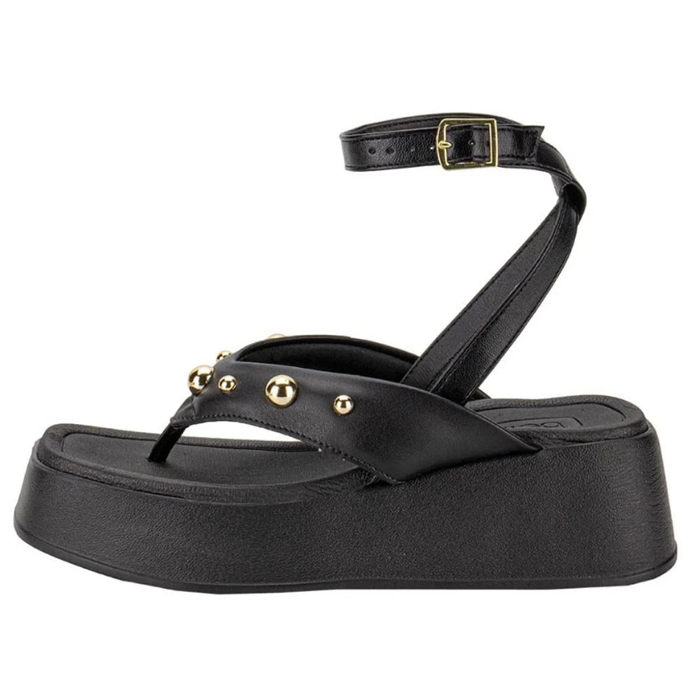 Sandália Plataforma Anabela Beira Rio - Preto Preto 3