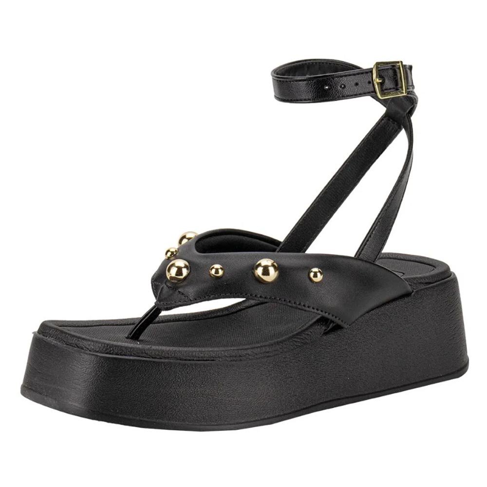 Sandália Plataforma Anabela Beira Rio - Preto Preto 4