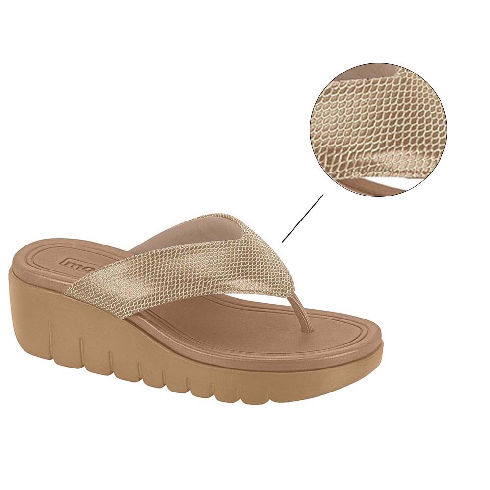 Tamanco Anabela Feminino Moleca Saltinho - Nude Dourado Nude 1