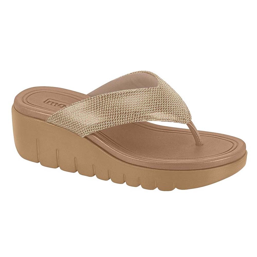 Tamanco Anabela Feminino Moleca Saltinho - Nude Dourado Nude 2