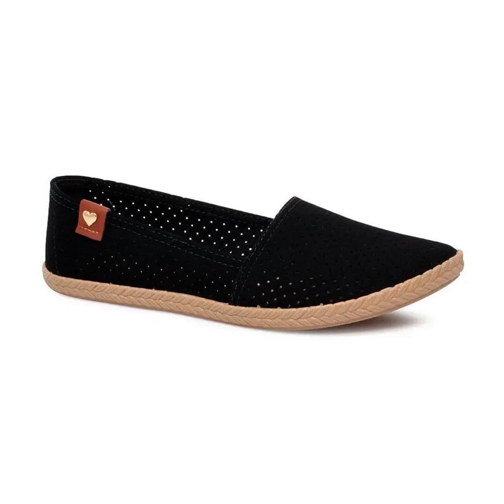 Sapatilha Slip-On Feminina Moleca Microfuros Preto Preto 2