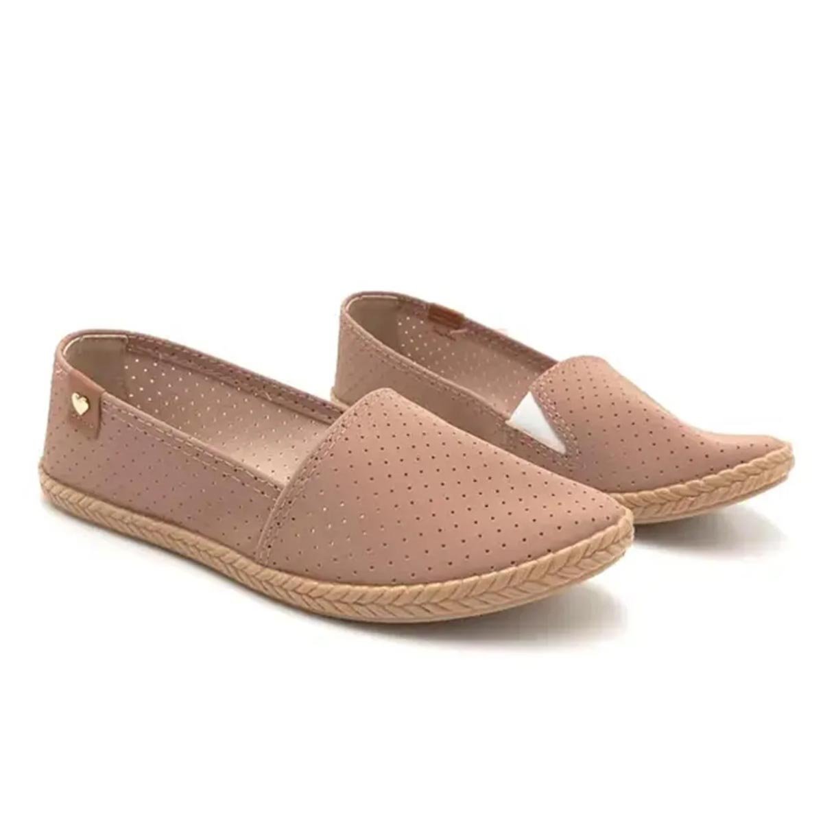 Kit 2 Pares de Sapatilhas Alpargatas Moleca Microperfuros - Preto Nude Preto/Rosa 7