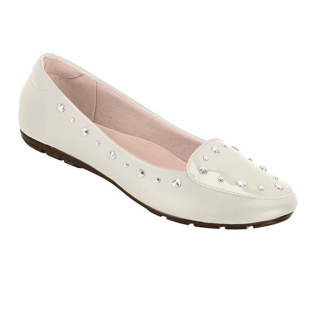 Sapatilha Mocasssim Moleca Verniz Fresh Branco Off Branco 2
