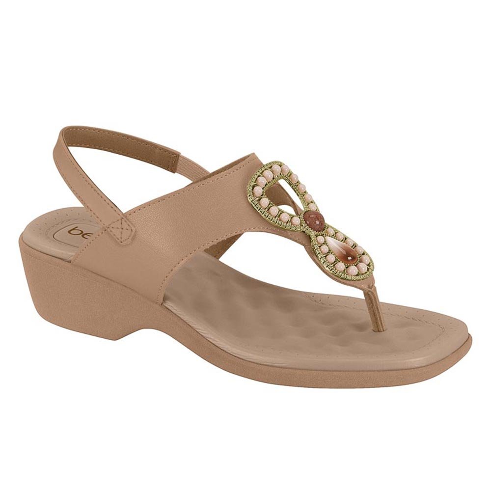 Sandália Beira Rio Feminina Anabela Pedraria Nude