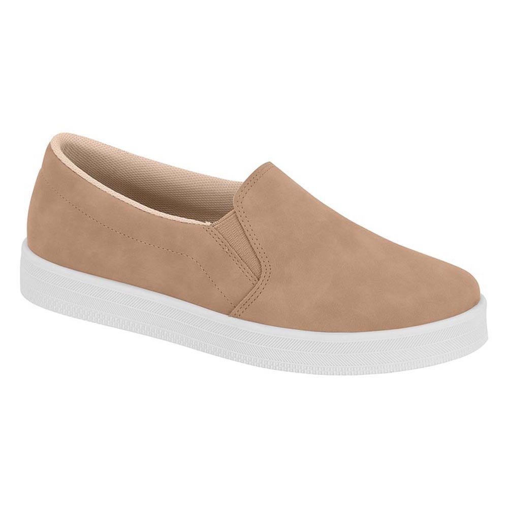 Tênis Slip On Beira Rio Nobuck Feminino Nude
