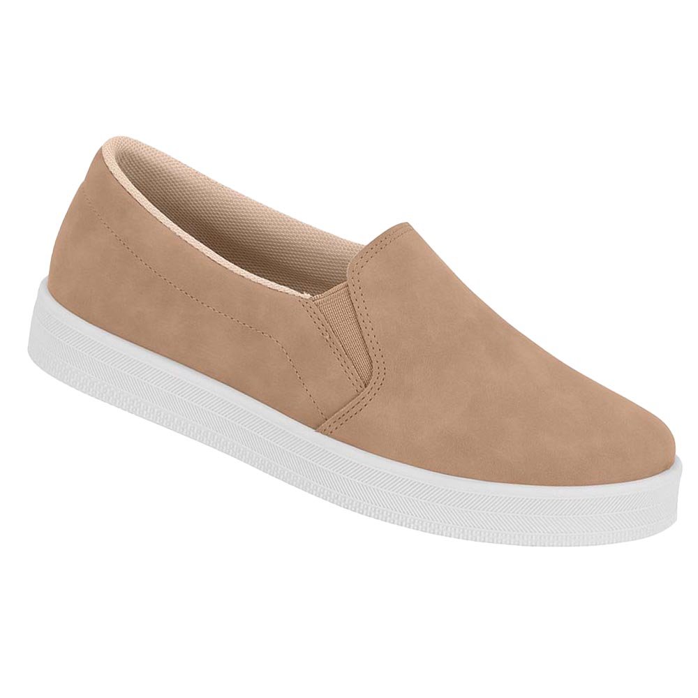 Tênis Slip On Beira Rio Nobuck Feminino Nude Bege 2