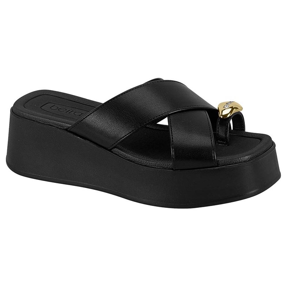 Tamanco Flat Beira Rio Napa Feminino Preto Preto 1