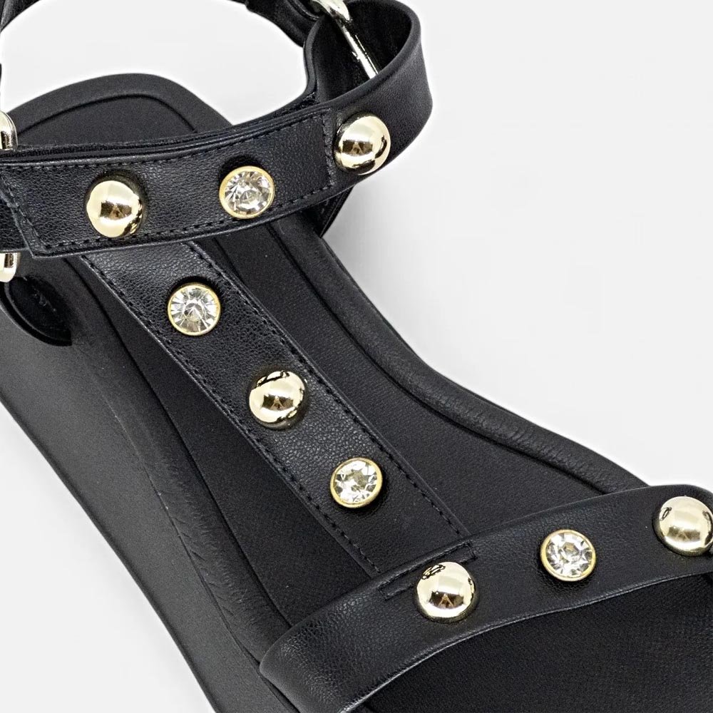 Sandalia Beira Rio Conforto Feminina Pedraria Preto Preto 3