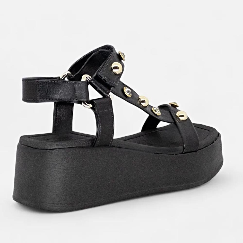 Sandalia Beira Rio Conforto Feminina Pedraria Preto Preto 4