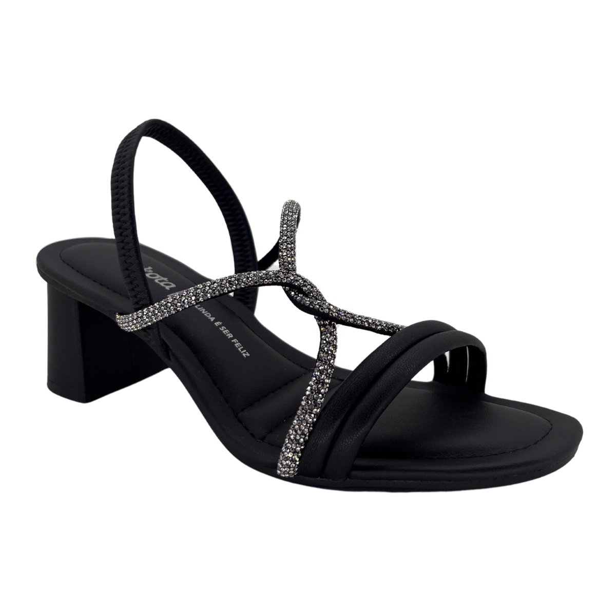 Sandália Dakota Salto Bloco Strass 7912 - Feminino Preto 1