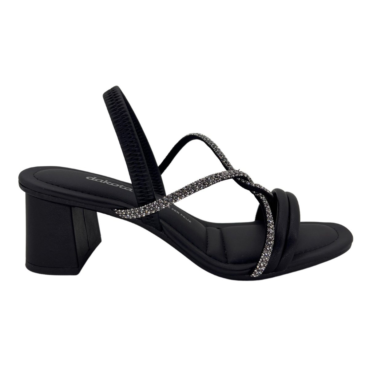 Sandália Dakota Salto Bloco Strass 7912 - Feminino Preto 2