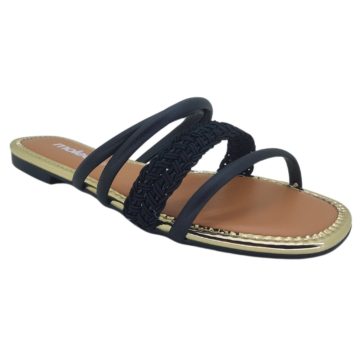 Sandália Rasteira Moleca 5435545 - Feminino Preto 1