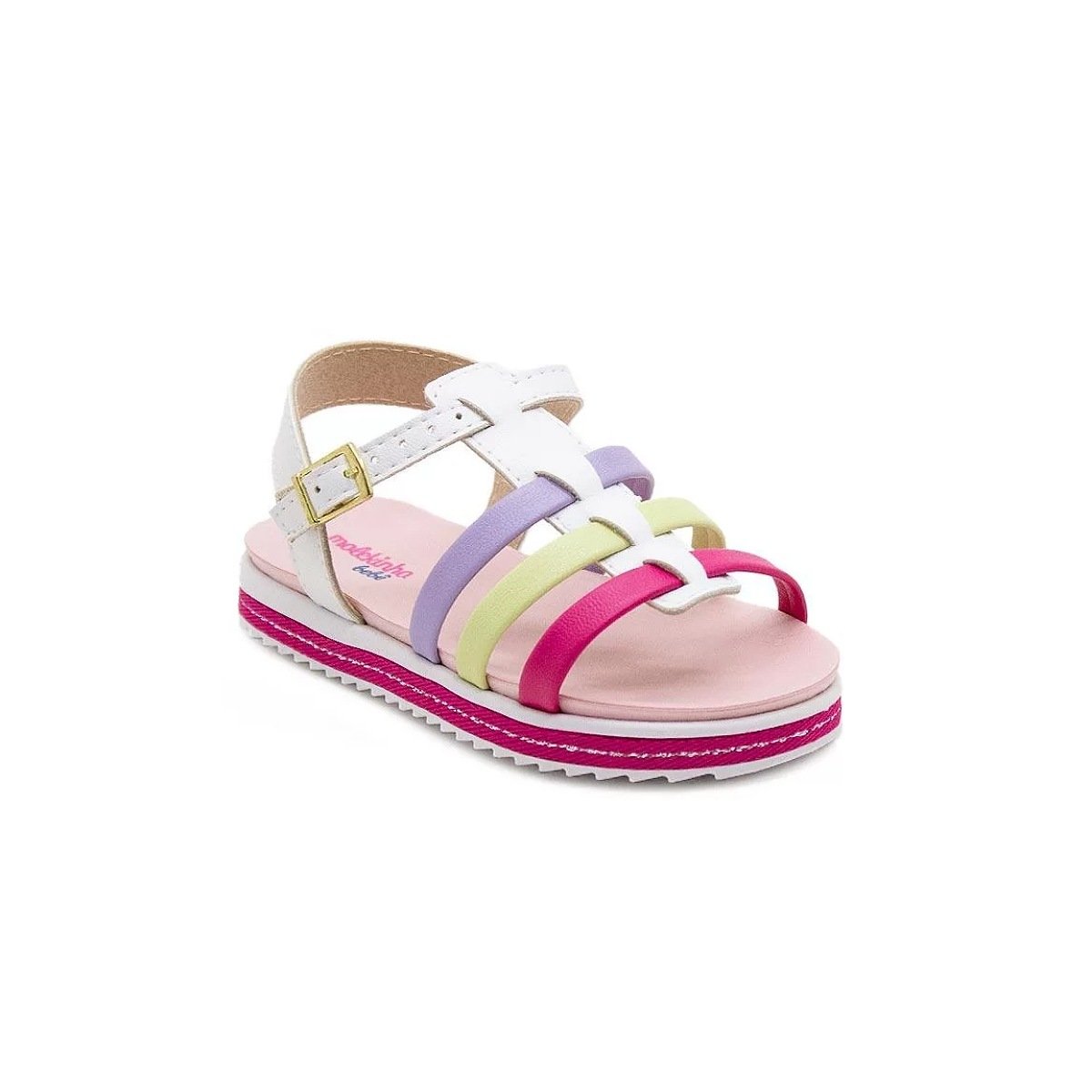 Sandália Molekinha De Tiras 2724204 - Infantil Branco/Rosa 1
