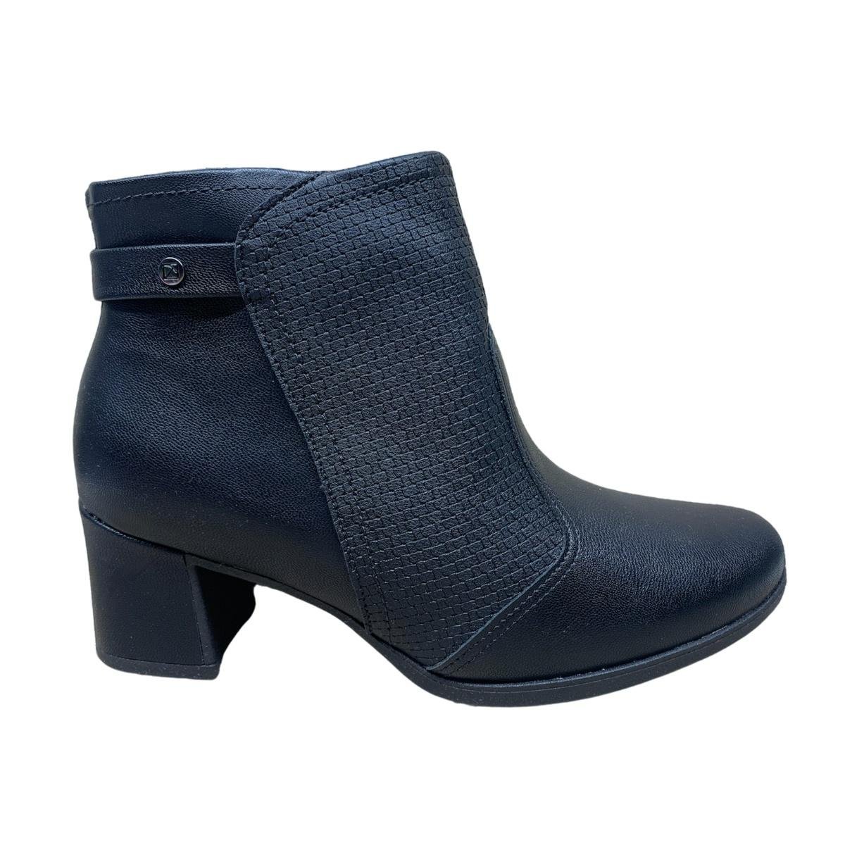 Bota Piccadilly Cano Curto Salto Médio 654054 - Feminino Preto 1