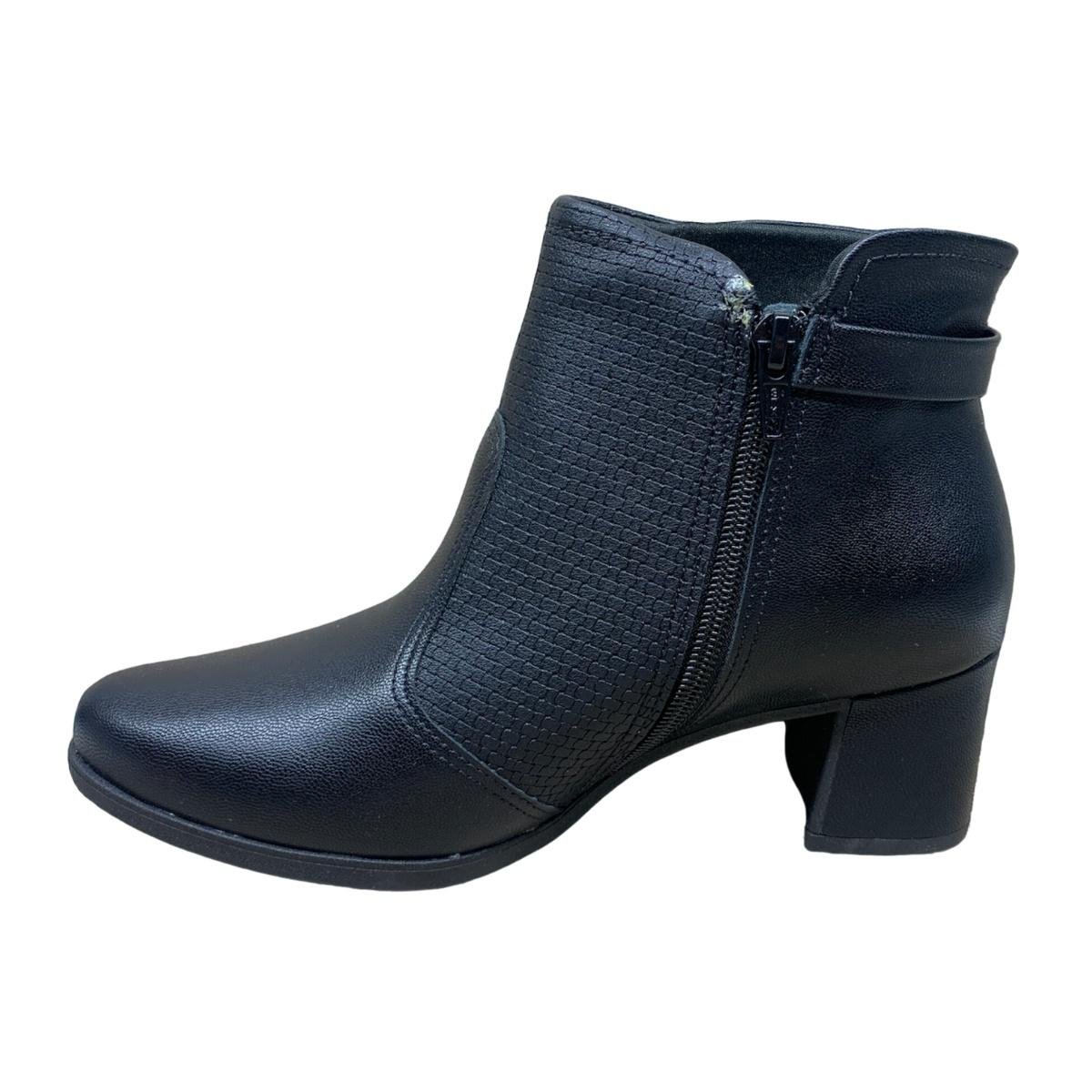 Bota Piccadilly Cano Curto Salto Médio 654054 - Feminino Preto 2