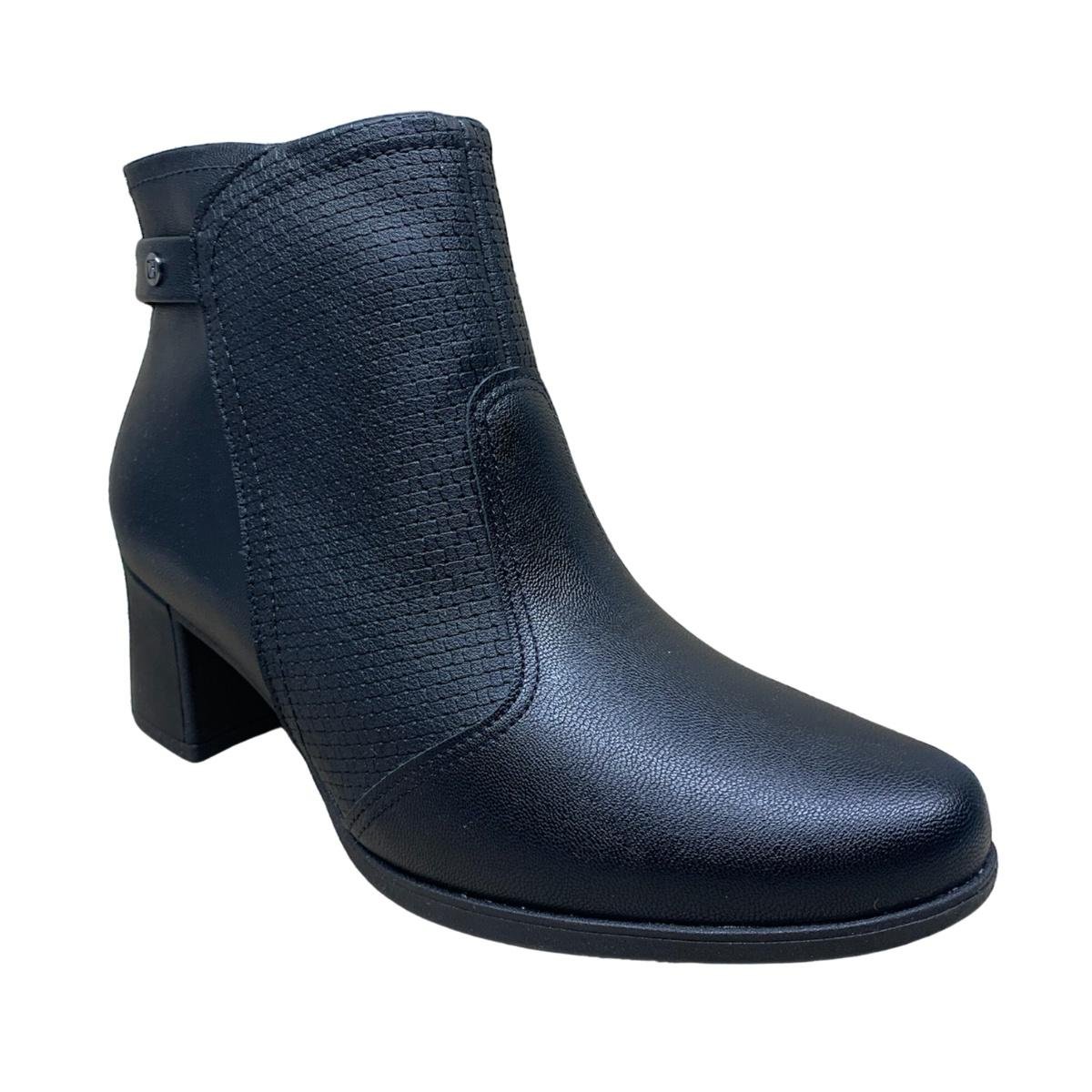 Bota Piccadilly Cano Curto Salto Médio 654054 - Feminino Preto 3