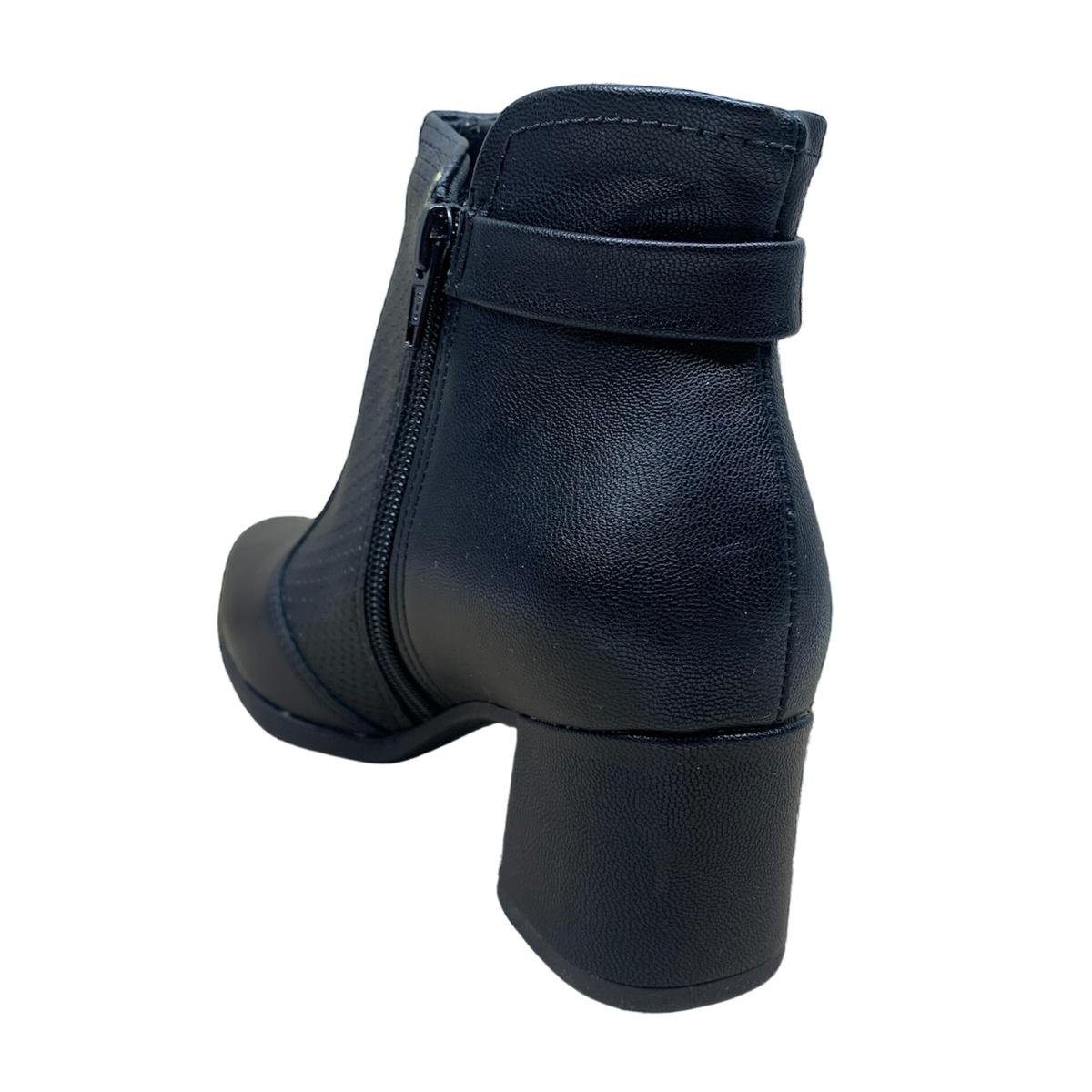 Bota Piccadilly Cano Curto Salto Médio 654054 - Feminino Preto 4