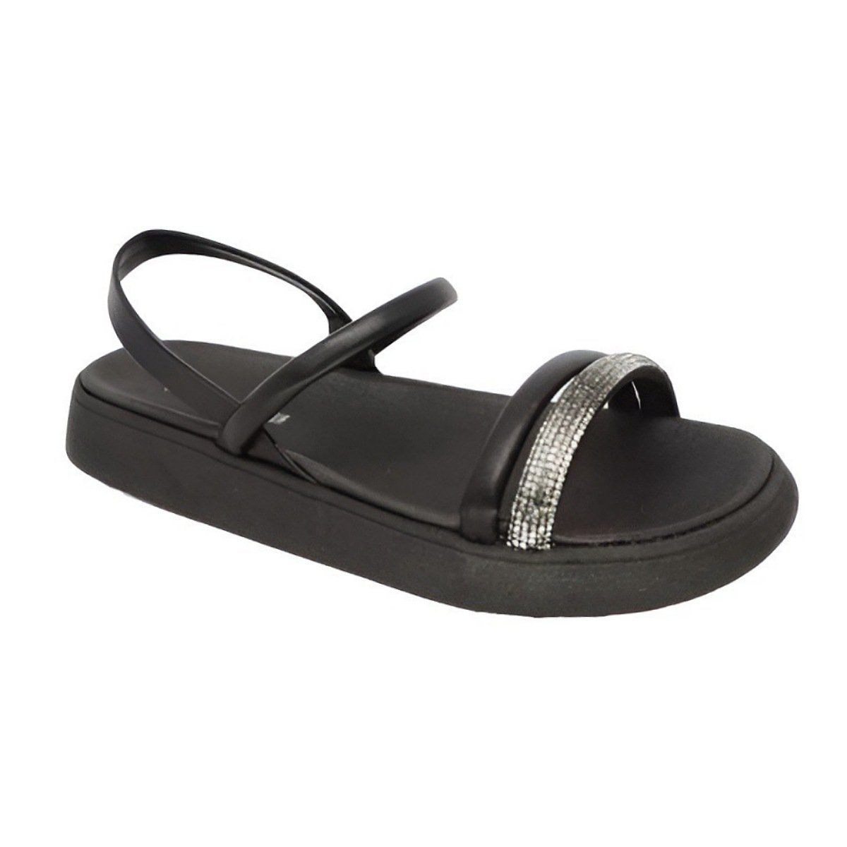 Sandália Moleca Papete Strass 5469124 - Feminino Preto 1