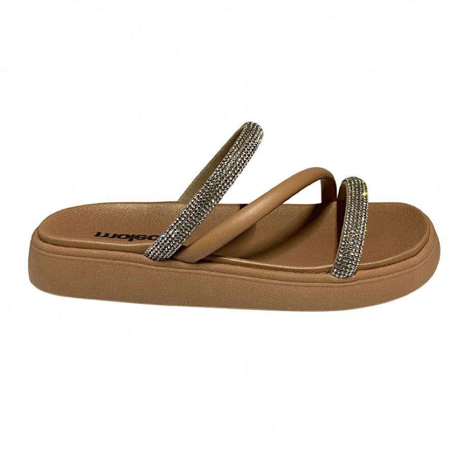 Sandália Moleca Papete Strass 5469121 - Feminino Bege 2