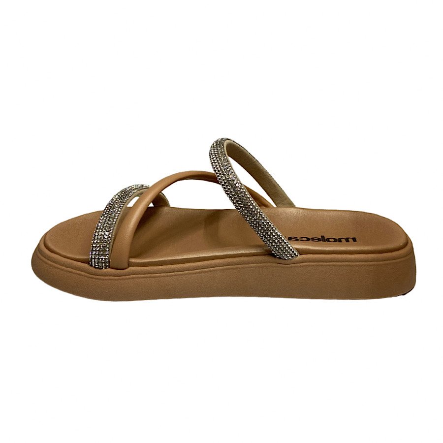 Sandália Moleca Papete Strass 5469121 - Feminino Bege 3
