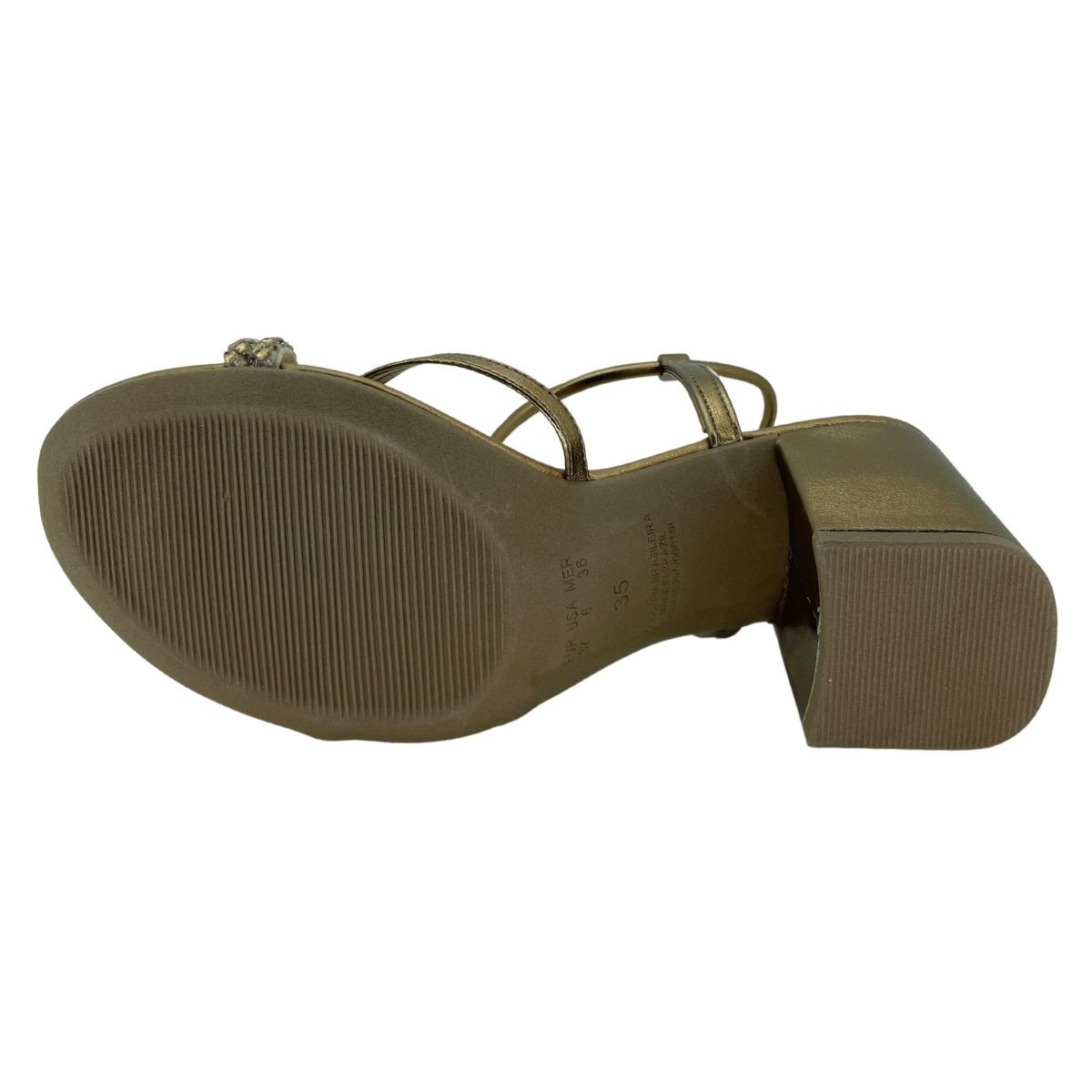 Sandália Bebecê Salto Bloco Brilho 6077668 - Feminino Bronze 6