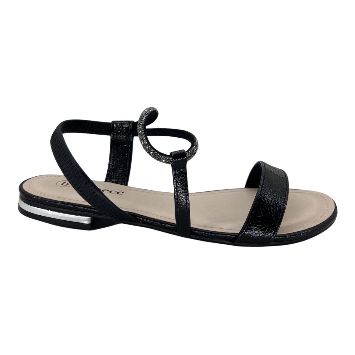 Sandália Rasteira Strass Bebecê 1028466 - Feminino Preto 2