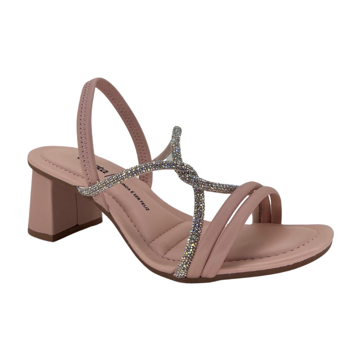 Sandália Dakota Salto Bloco Strass 7912 - Feminino Rose 1