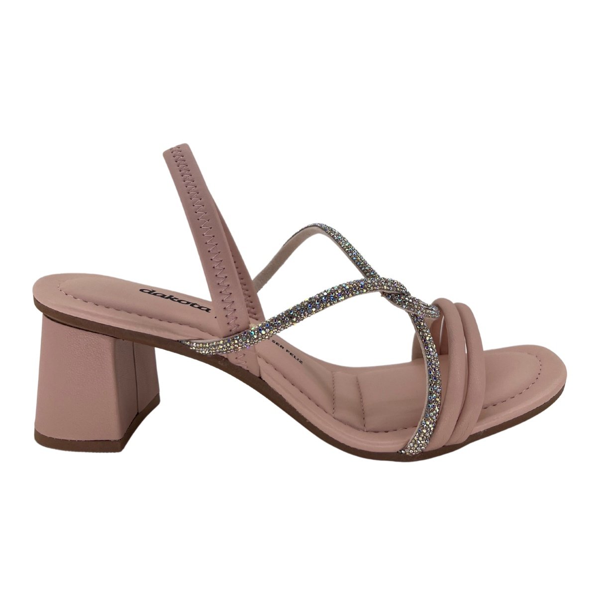 Sandália Dakota Salto Bloco Strass 7912 - Feminino Rose 2