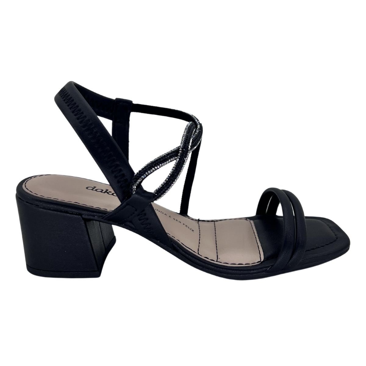 Sandália Dakota Salto Bloco Strass Y7502 - Feminino Preto 2