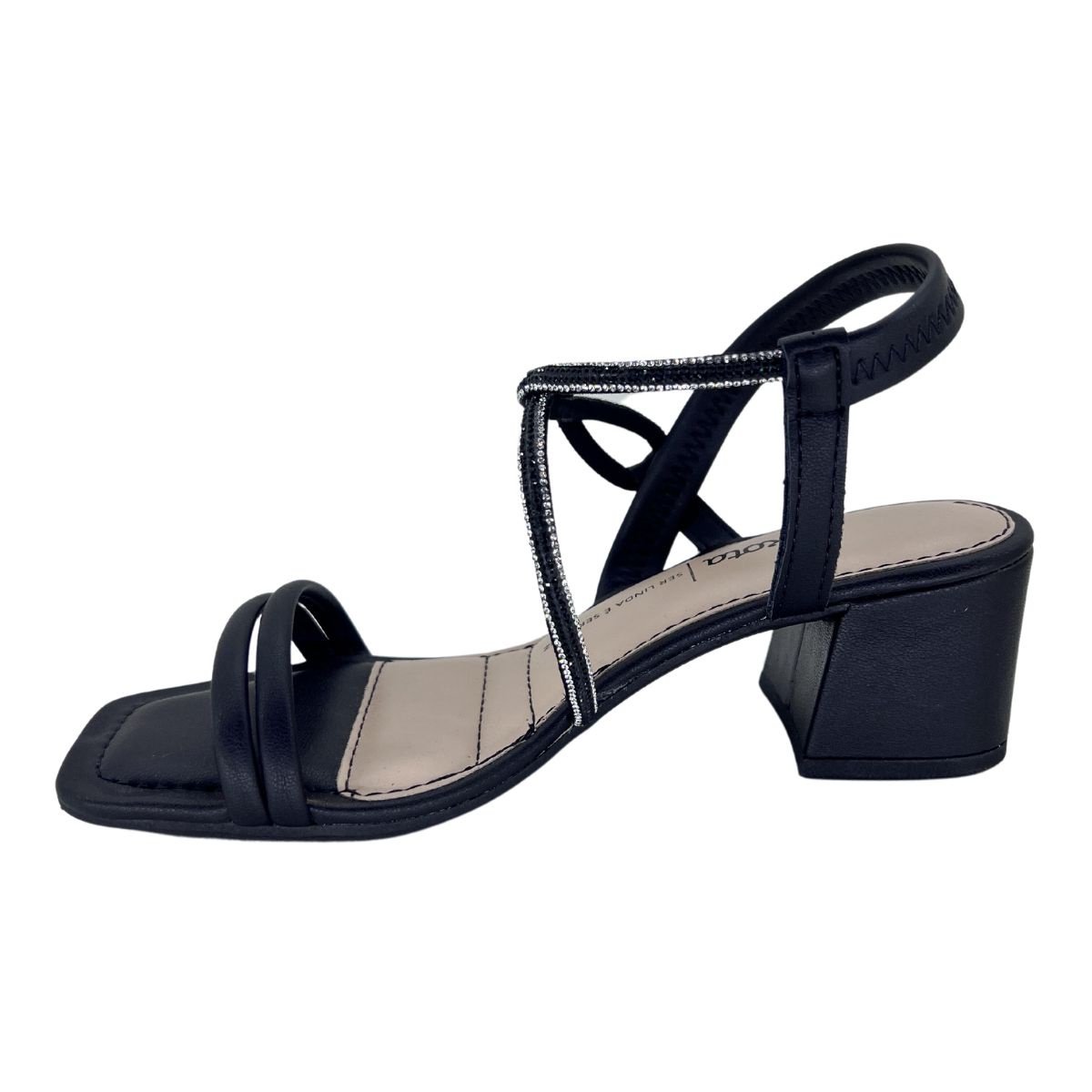 Sandália Dakota Salto Bloco Strass Y7502 - Feminino Preto 3