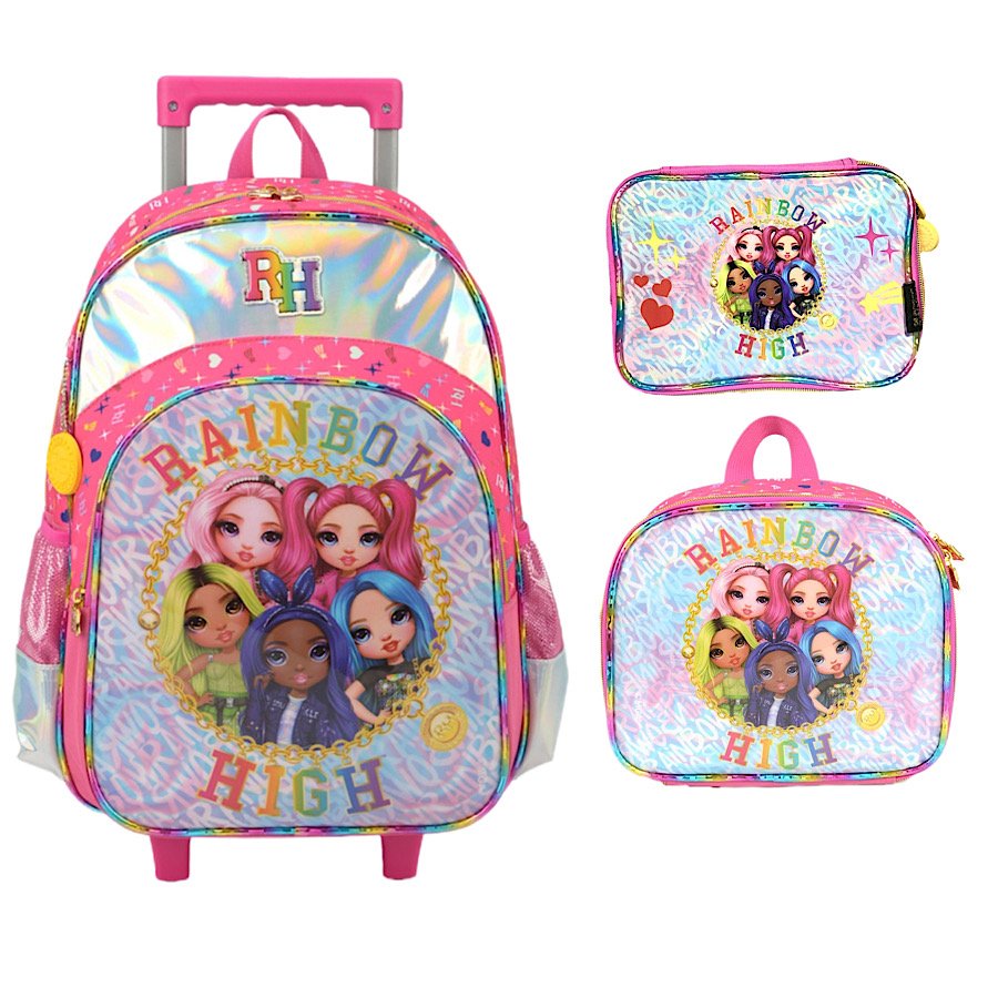 Kit Mochila de Rodinha Luxcel Rainbom High    37592 Rosa 1