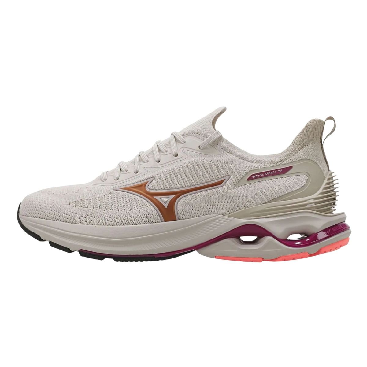 Tênis Mizuno Wave Mirai 7 - Feminino Branco/Rosa 2