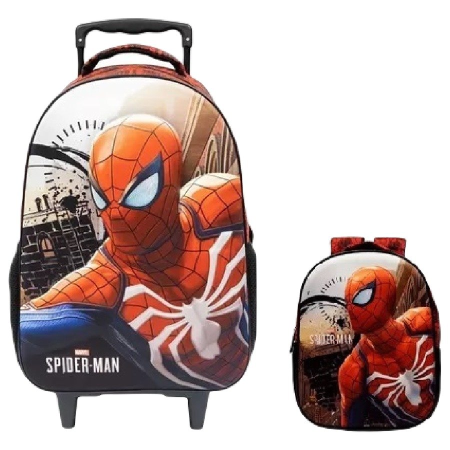Kit Mochila de Rodinhas Xeryus 3D Spider-Man 10970