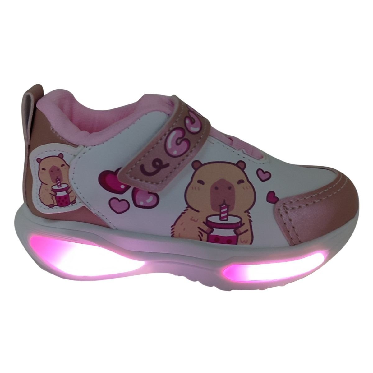Tênis Minipé Capivara Cute Led MP2530 - Juvenil Branco/Rosa 2