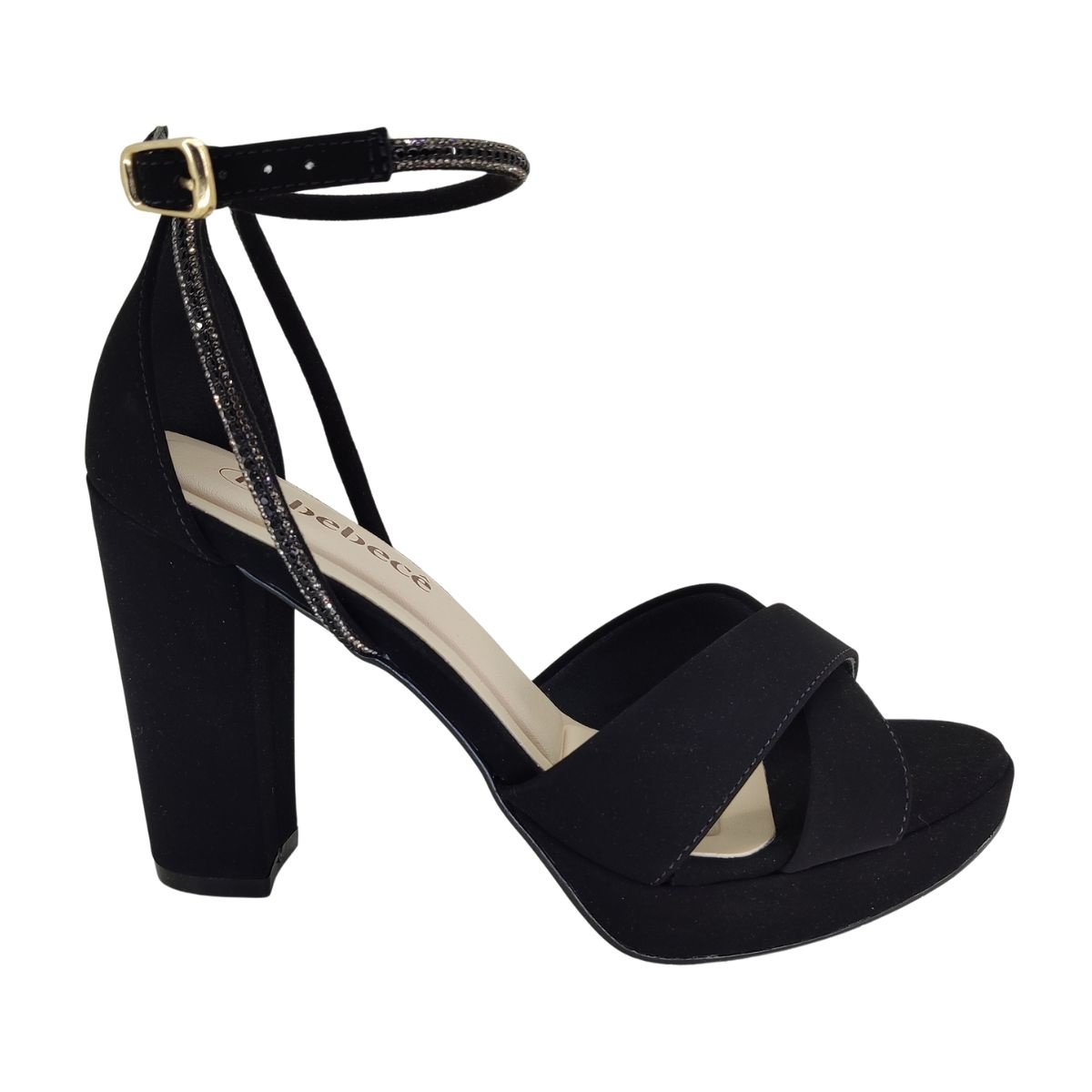 Sandália Bebecê Salto Alto Strass T8428248 - Feminino Preto 2