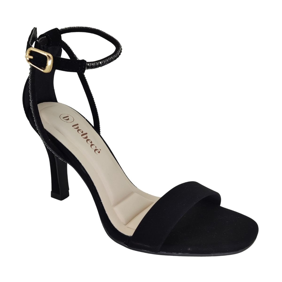 Sandália Bebecê Salto Médio Strass T7539467 - Feminino