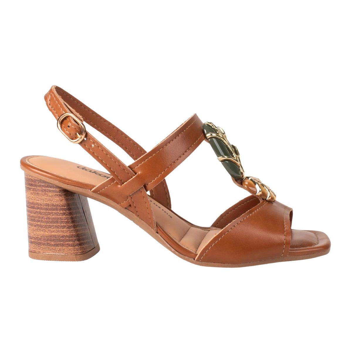 Sandália Dakota Salto Bloco Pedraria Y9762 - Feminino Marrom 2