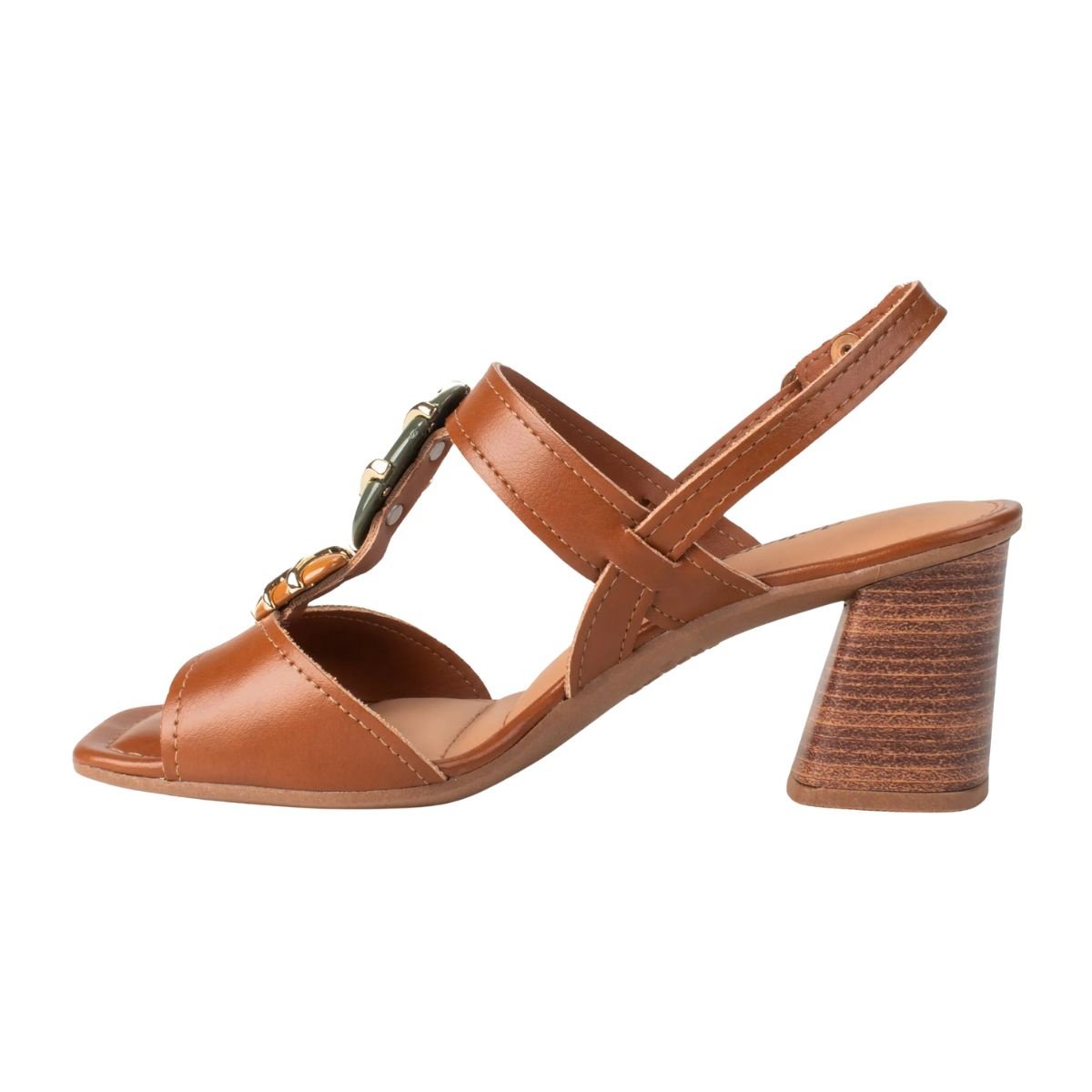 Sandália Dakota Salto Bloco Pedraria Y9762 - Feminino Marrom 3