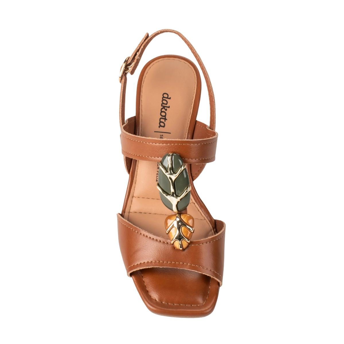 Sandália Dakota Salto Bloco Pedraria Y9762 - Feminino Marrom 4