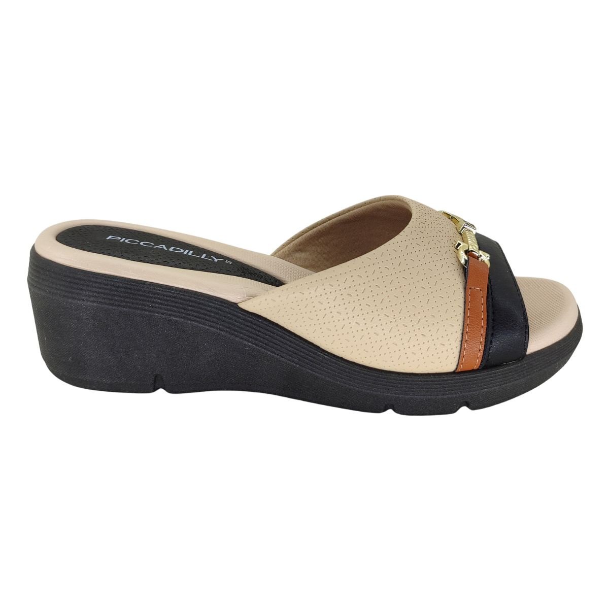 Sandália Piccadilly Stretch Soft Pontilhado 540411 Feminino Bege 2