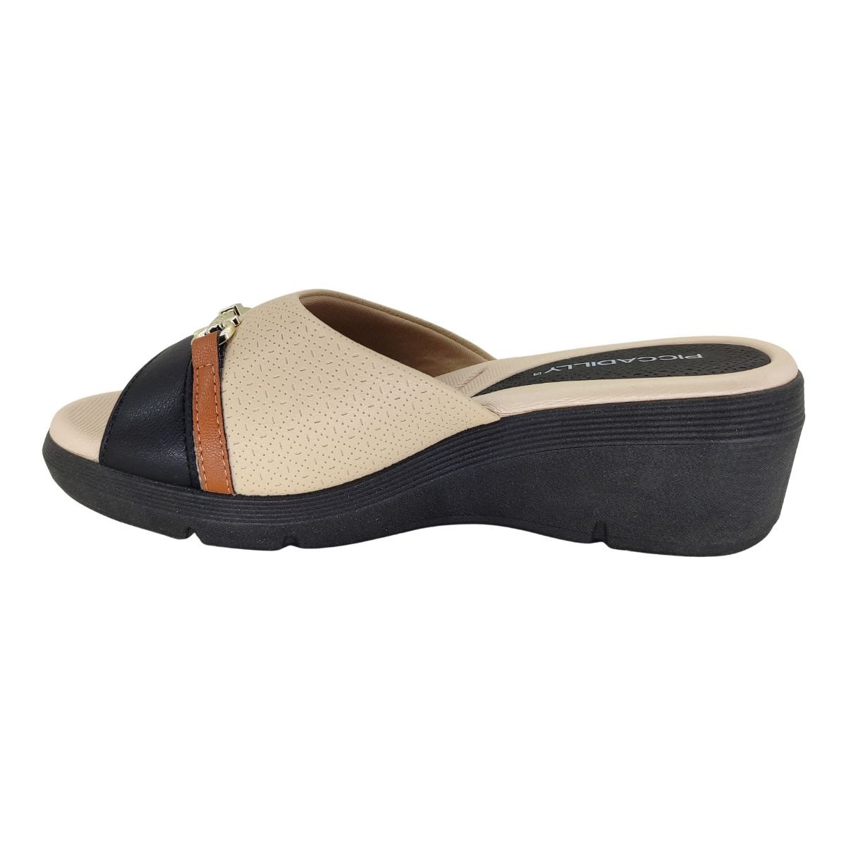 Sandália Piccadilly Stretch Soft Pontilhado 540411 Feminino Bege 3