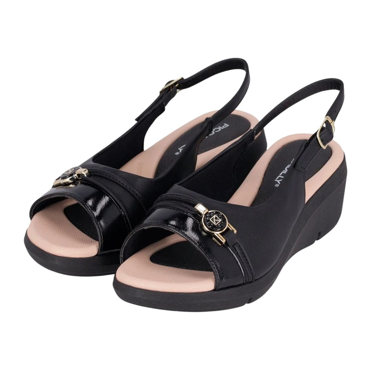 Sandália Piccadilly Slingback Anabela 540409 - Feminino Preto 4