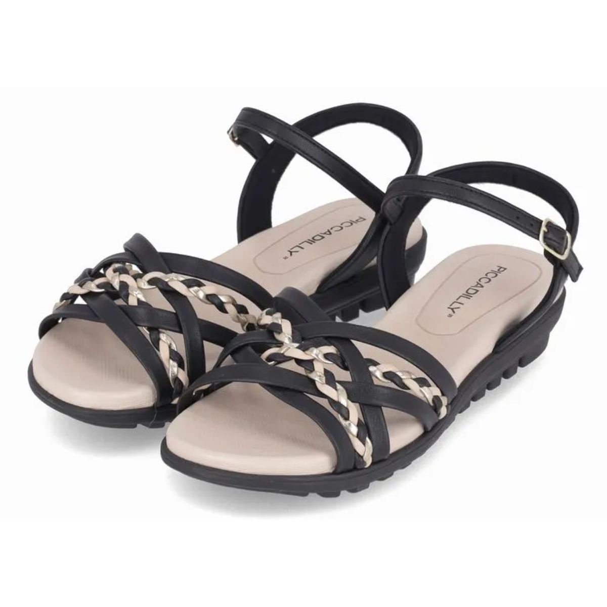 Sandália Wide Fit Piccadilly 523007 - Feminino Preto 2