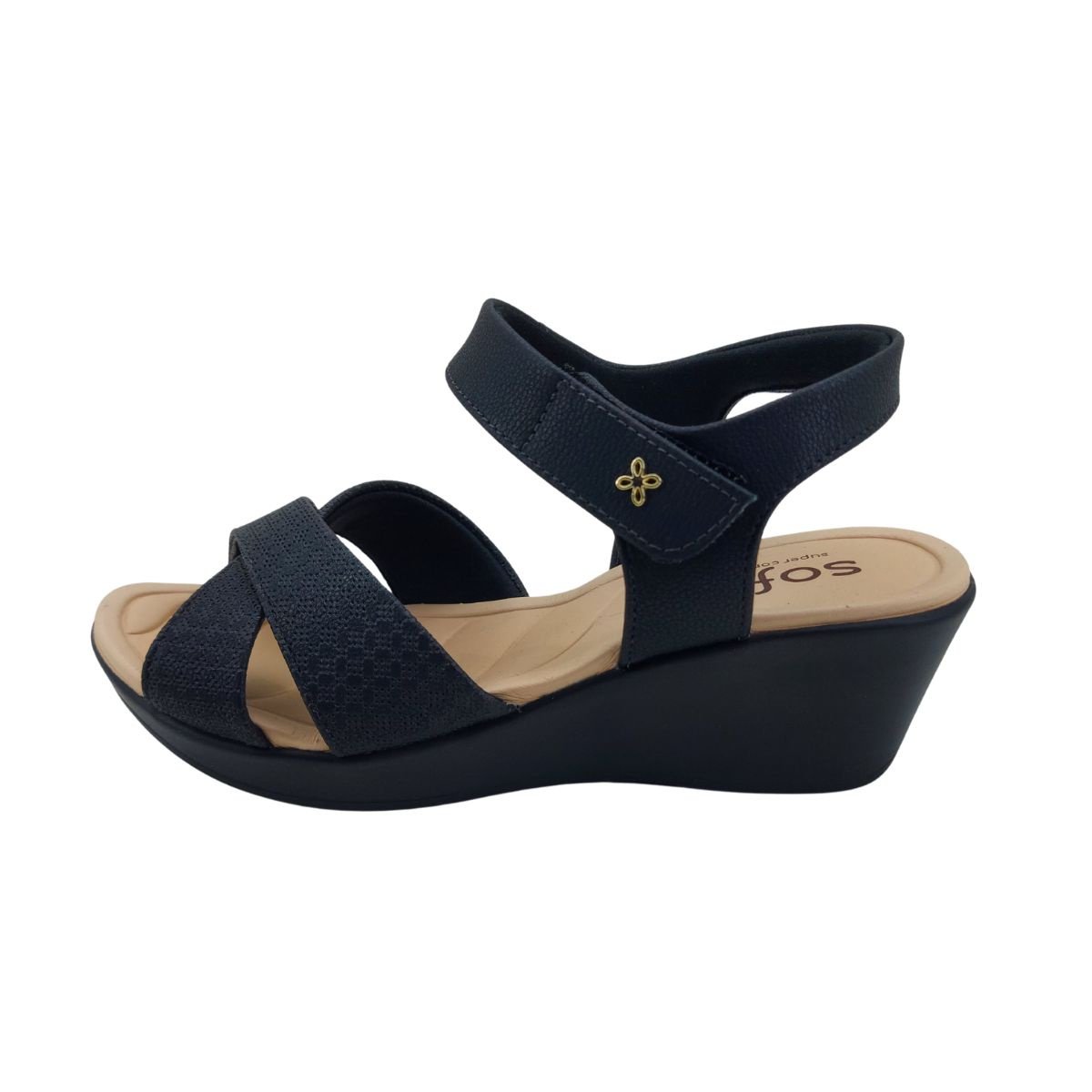 Sandália Softli Anabela Laise Lux 10167 - Feminino Preto 2