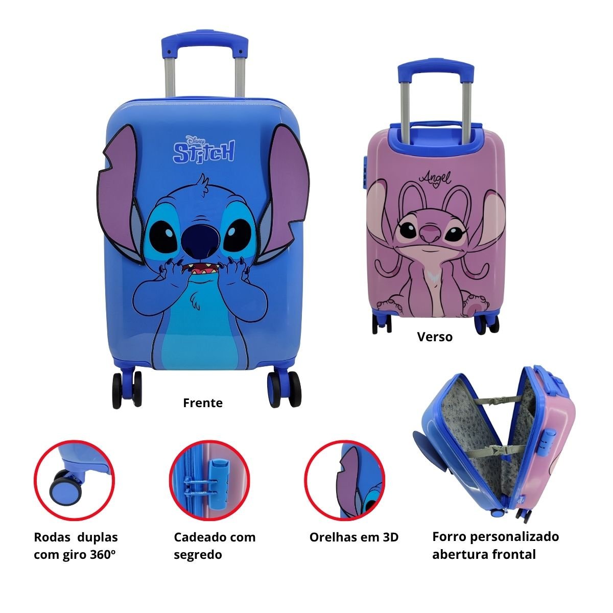 Mala de Fibra Stitch Giratória 360º A Bordo 10533 Azul 5