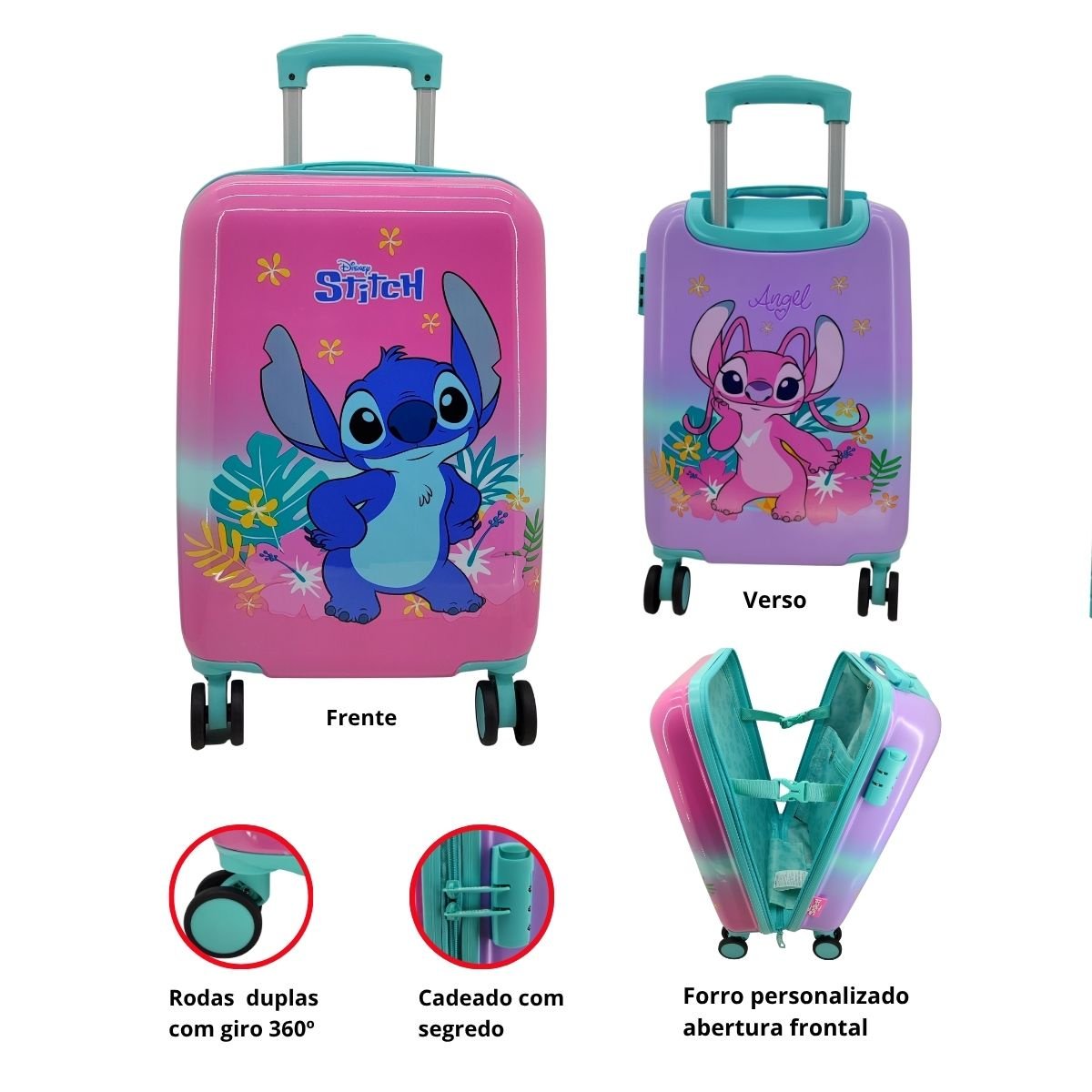Mala de Fibra Stitch Giratória 360º A Bordo 10535 Rosa 5