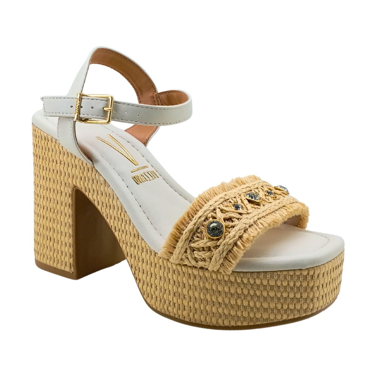 Sandália Bloco Vizzano Palha 6541112 - Feminino