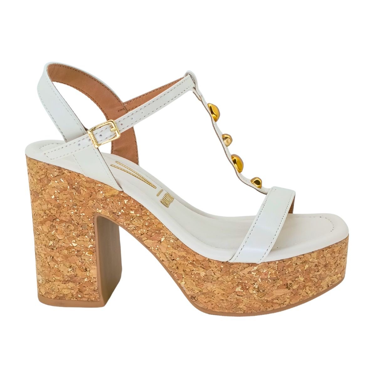 Salto Bloco Vizzano Meia Pata Cortiça 6541101 - Feminino Branco 2