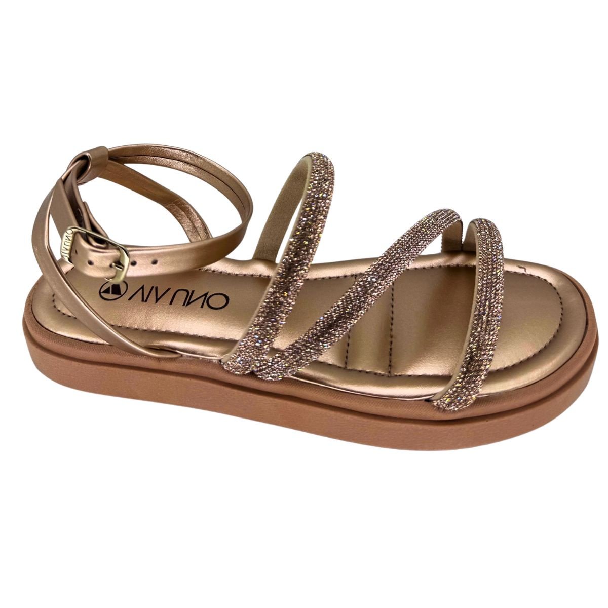 Sandália Via Uno Tiras Brilhantes 885002 - Feminino Dourado 2
