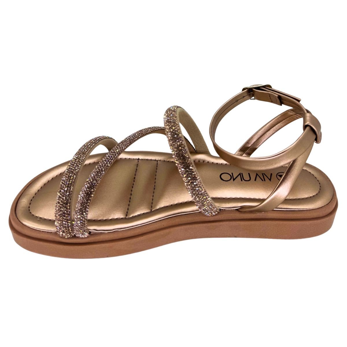 Sandália Via Uno Tiras Brilhantes 885002 - Feminino Dourado 3